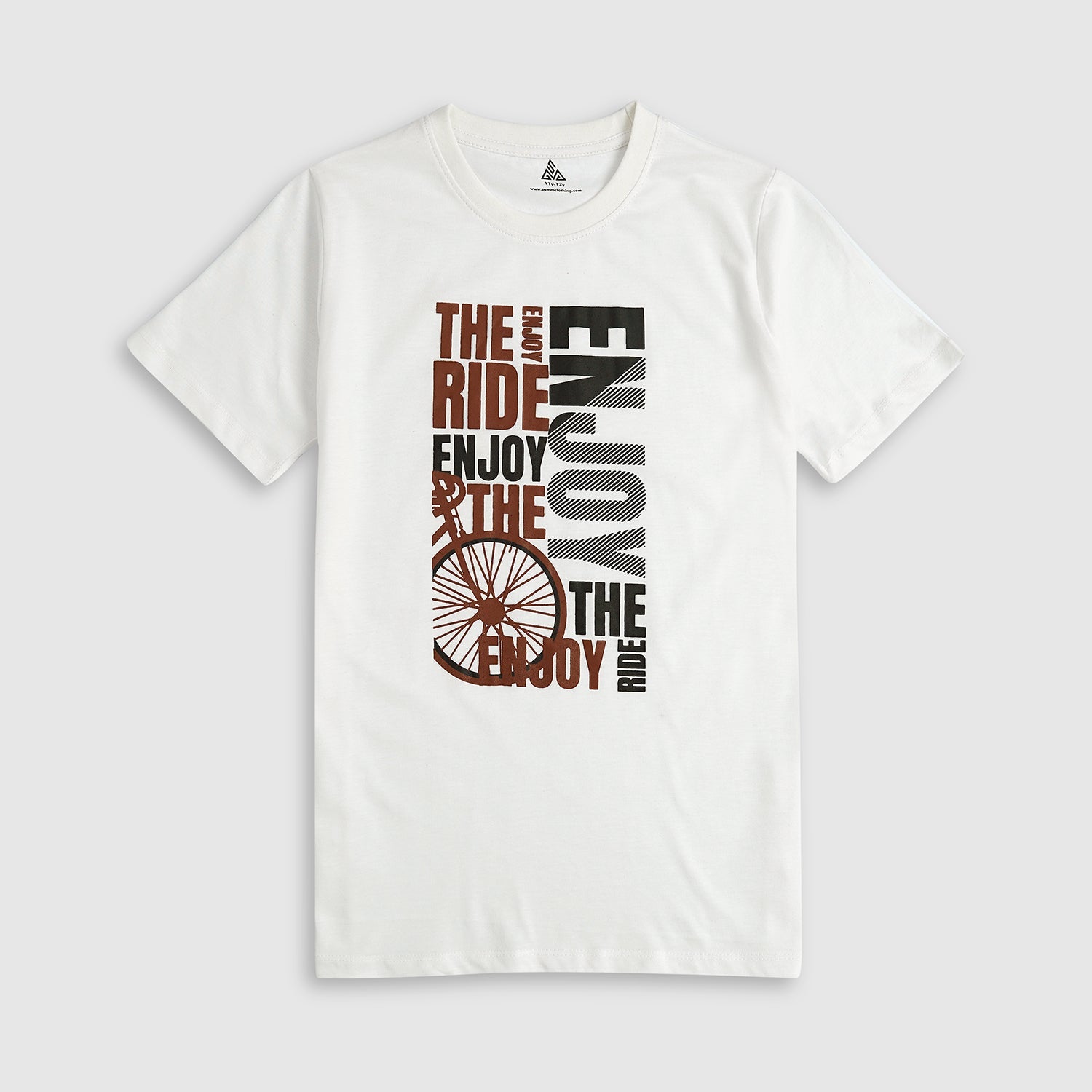 Pure Cotton "Enjoy " Graphic Print Crew Neck T-Shirt