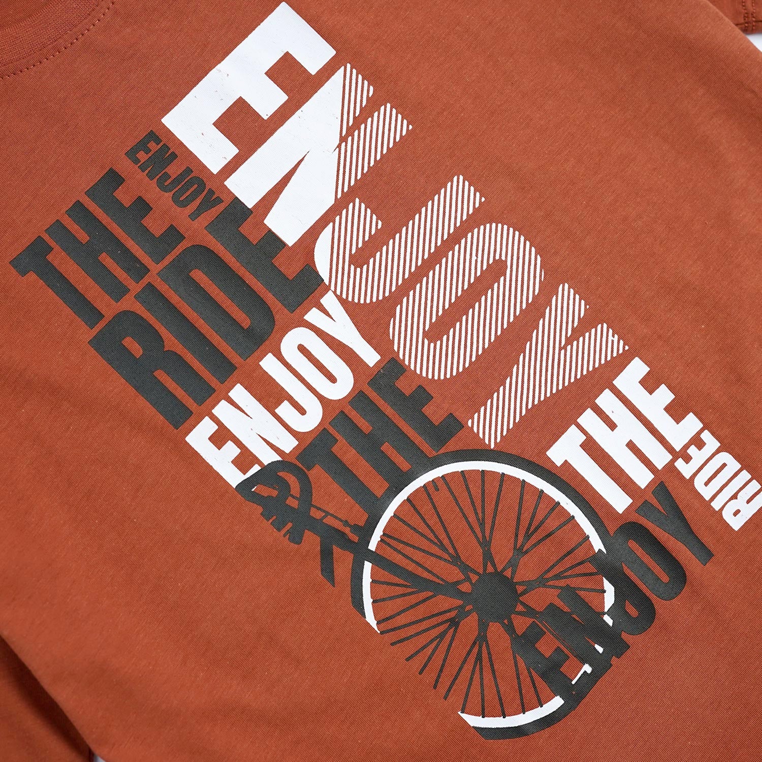 Pure Cotton "Enjoy " Graphic Print Crew Neck T-Shirt